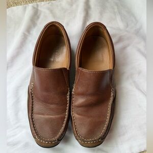 Men's Brown Leather Slip-On Loafers. Size 9.5W